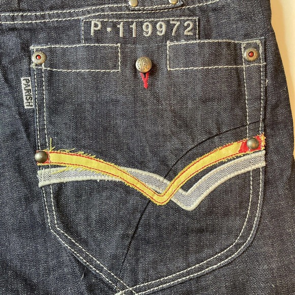 Parish Nation E 506 Baggy Jean Denim Shorts Men's 44 Red Button Fly Relaxed Fit - Picture 10 of 13